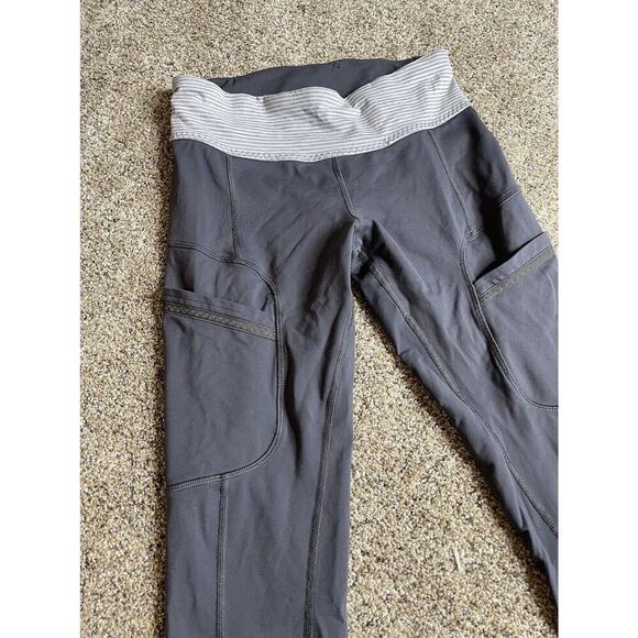 Lululemon Gray Crop Leggings Size 6 MultiPockets - Picture 1 of 7
